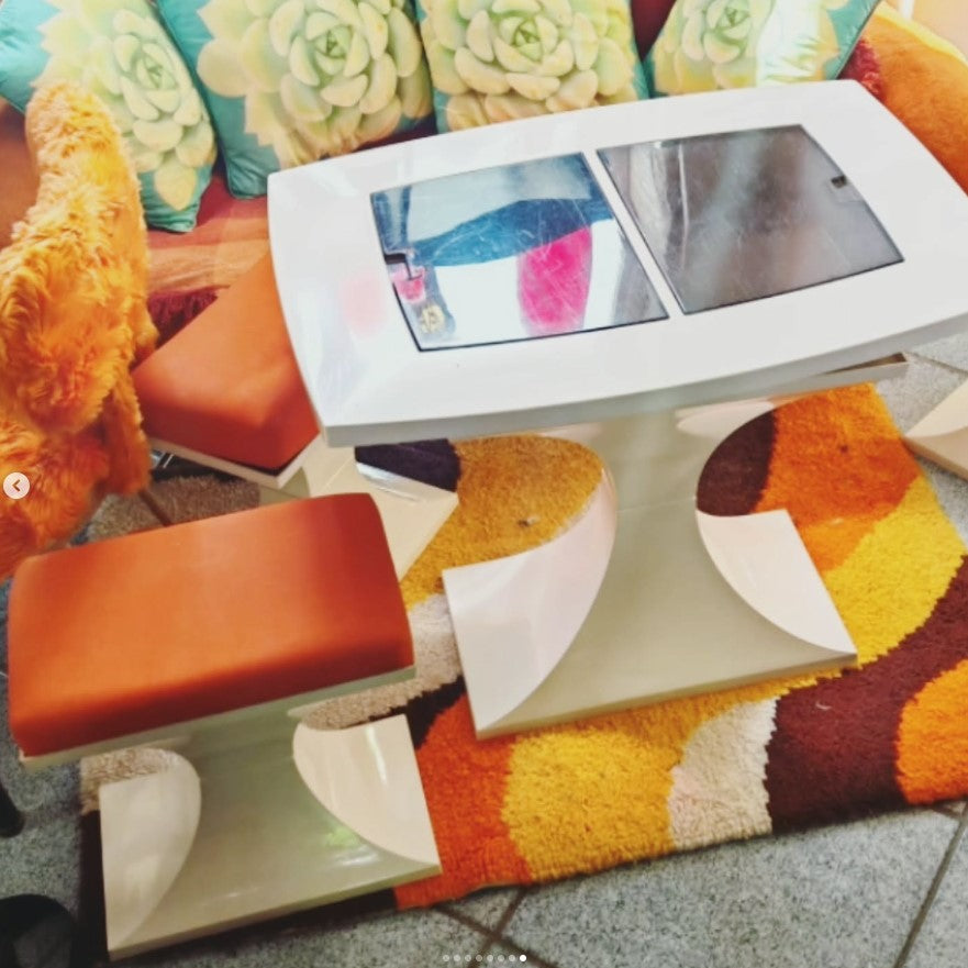 Space Age, 70s table a café et 4 tabourets Hollandais 🇳🇱 💙💙🌻🌻