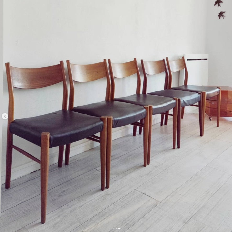 Lot de 5 chaises Italiennes Gessef Consorzio Sedie Friuli