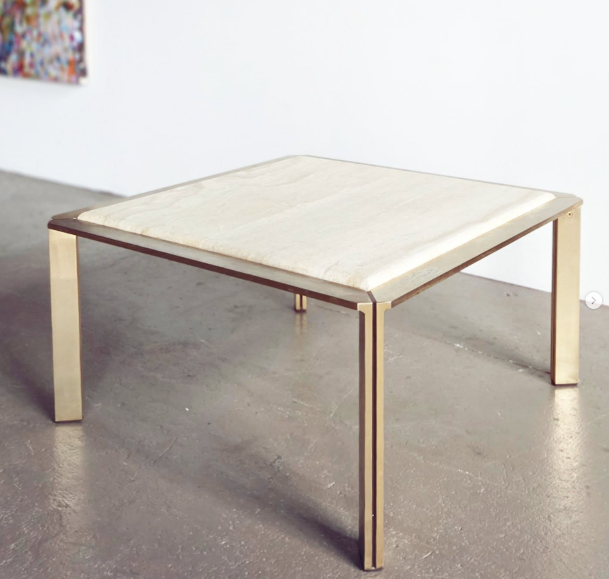 Table basse en laiton et pierre travertin par Artelano🩶