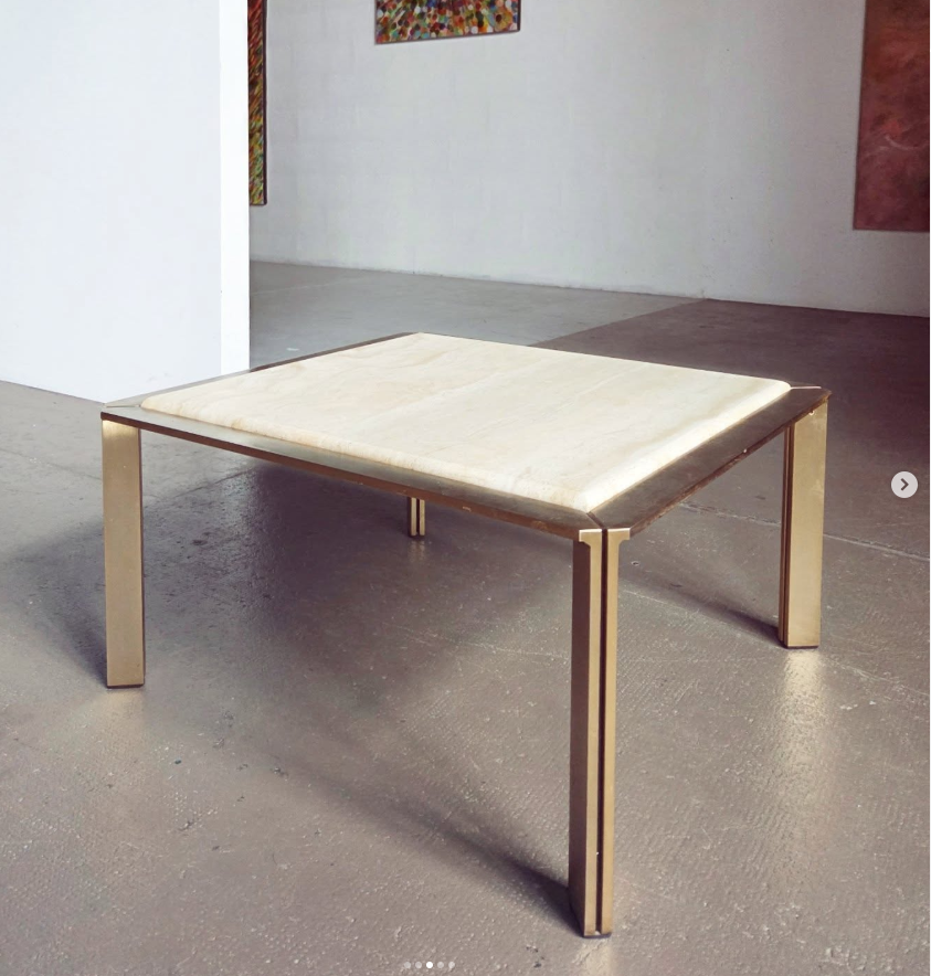 Table basse en laiton et pierre travertin par Artelano🩶