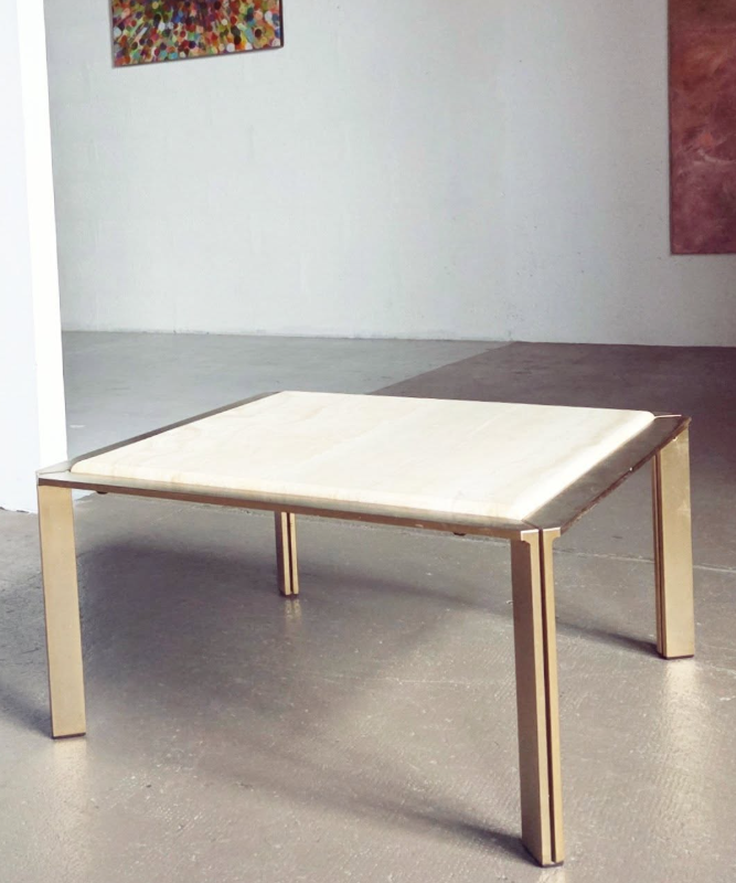Table basse en laiton et pierre travertin par Artelano🩶