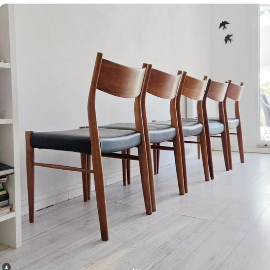 Lot de 5 chaises Italiennes Gessef Consorzio Sedie Friuli
