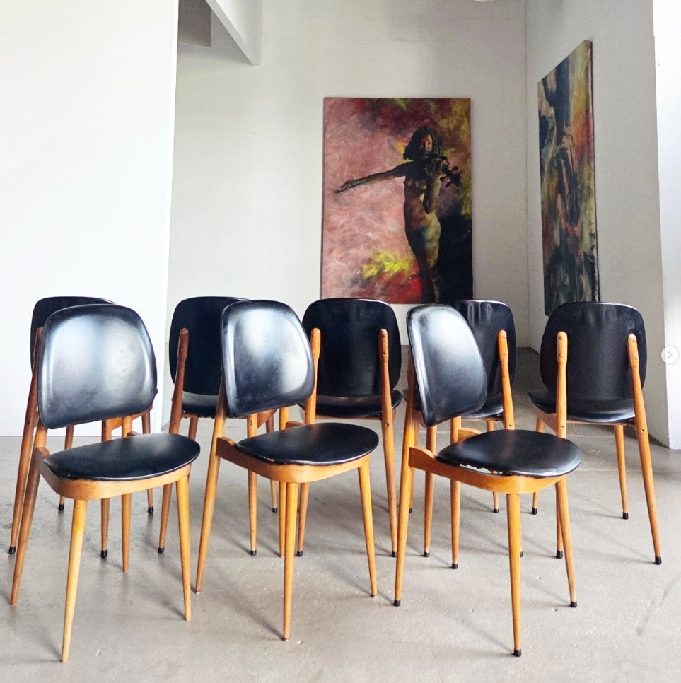 Rare lot de 8 chaises Baumann