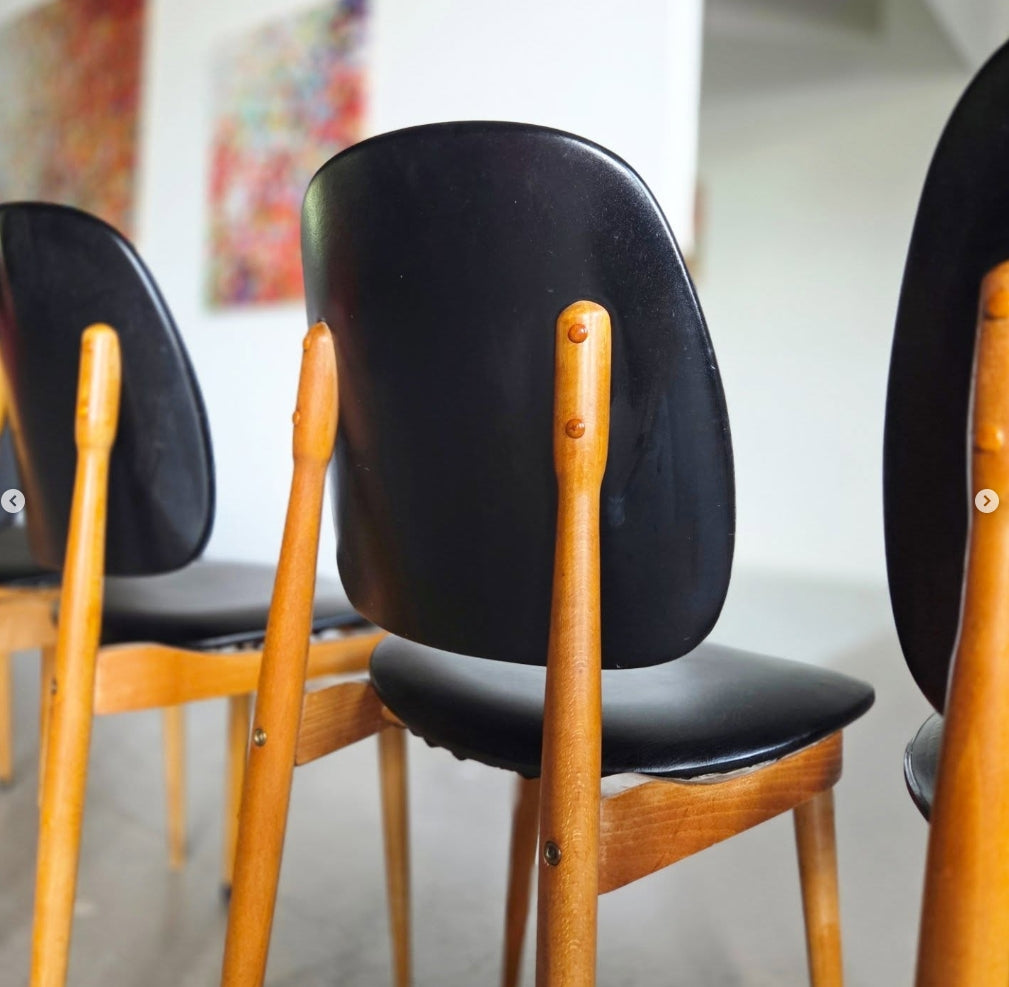 Rare lot de 8 chaises Baumann