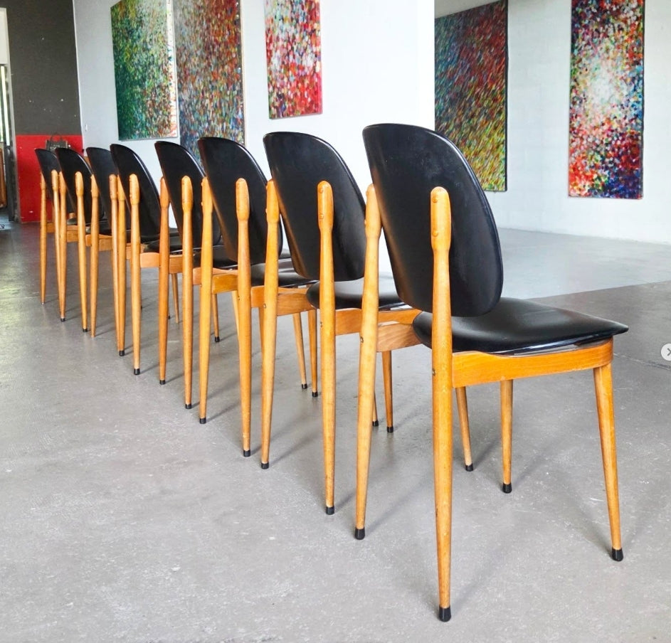 Rare lot de 8 chaises Baumann