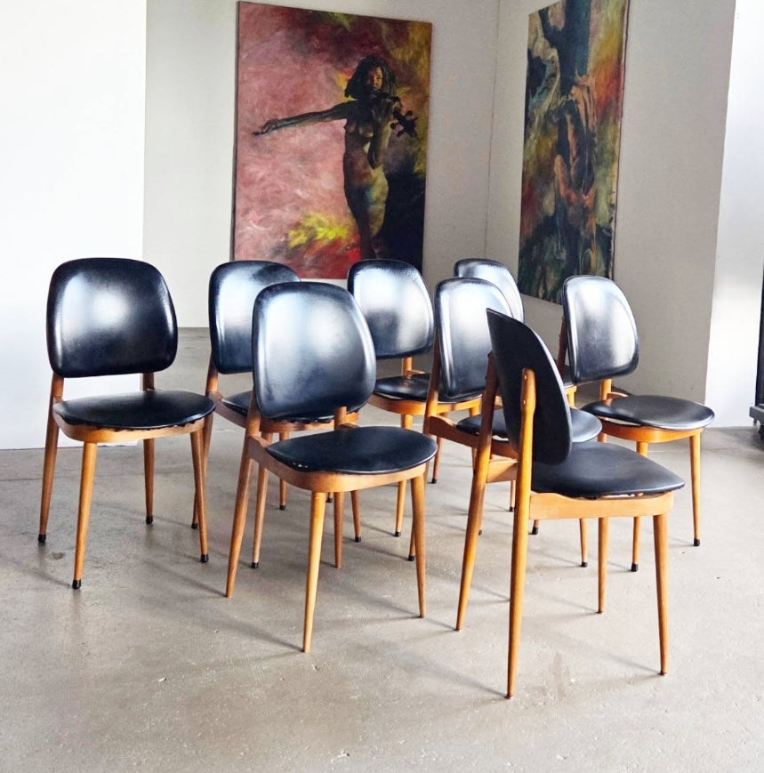 Rare lot de 8 chaises Baumann