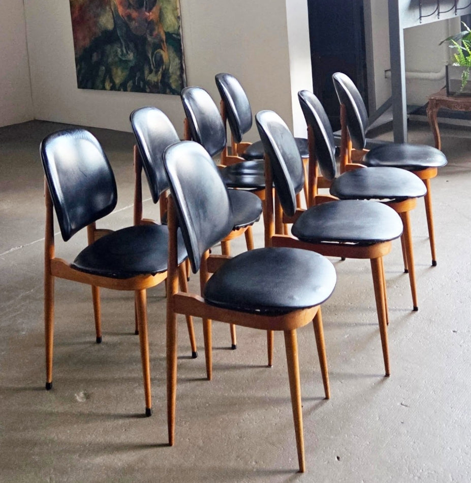 Rare lot de 8 chaises Baumann