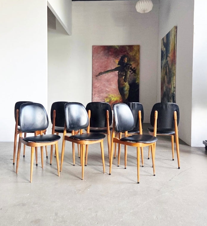 Rare lot de 8 chaises Baumann