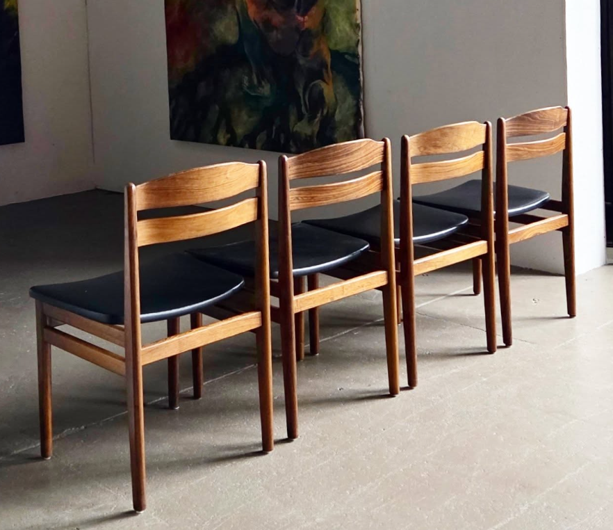 Lot de 4 chaises en palissandre de Rio par Rochebobois 🤍