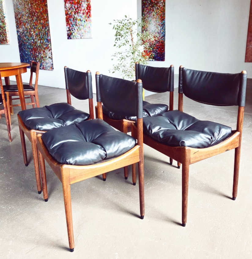 RARE ! Ensemble de 4 chaises signées Kristian Vedel pour Søren Willadsen, Danemark 🇩🇰