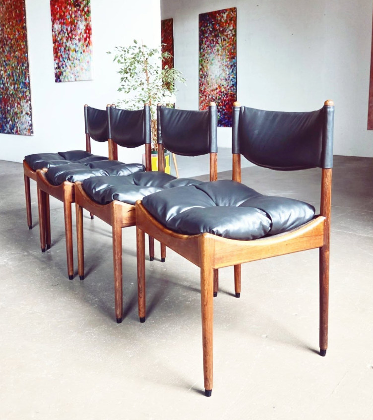 RARE ! Ensemble de 4 chaises signées Kristian Vedel pour Søren Willadsen, Danemark 🇩🇰